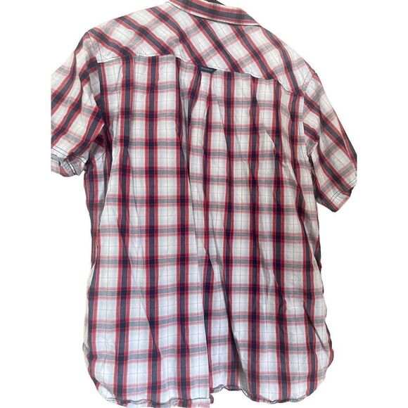 Rocawear Mens Plaid Short Sleeve Button-Down Shirt Red Blue & White 3XL - Picture 5 of 11